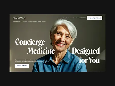 Hero design for a clinic landing page button calm clinic editorial filter healthcare hero interaction medical medicine megamenu menu navbar sidemenu skincare soft yoga