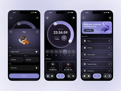 Baby Sleep Tracker Mobile App baby app ui baby care app baby development baby monitoring app baby sleep tracker baby tracker child tracker daycare app family app kids care app mobile app web
