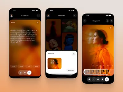 AI Assistant – Image to Video Generator Mobile App UI ai ai assistant ai image generator ai video creator ai video generator app assistant creation design generation image image editor mobile mobile app storyboard text to video ui video video editor web