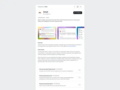 Integration Detail app design app ui app web component drawer side ui ui design ux web app