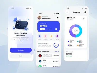 Fintech App UI android app design banking app finance fintech app ios app ios app design mobile app online banking ui ux wallet app