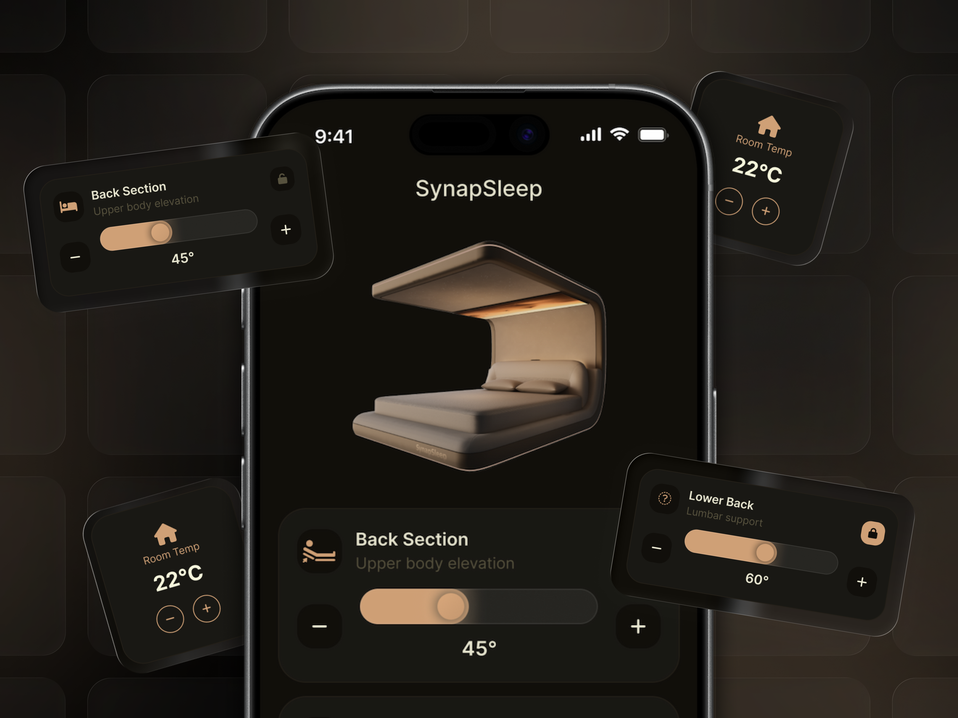Synapsleep | AI Smart Bed Mobile Control UI ai b2b figma framer landing page redesign responsive design saas startup ui ux webdesign webflow website website design wordpress