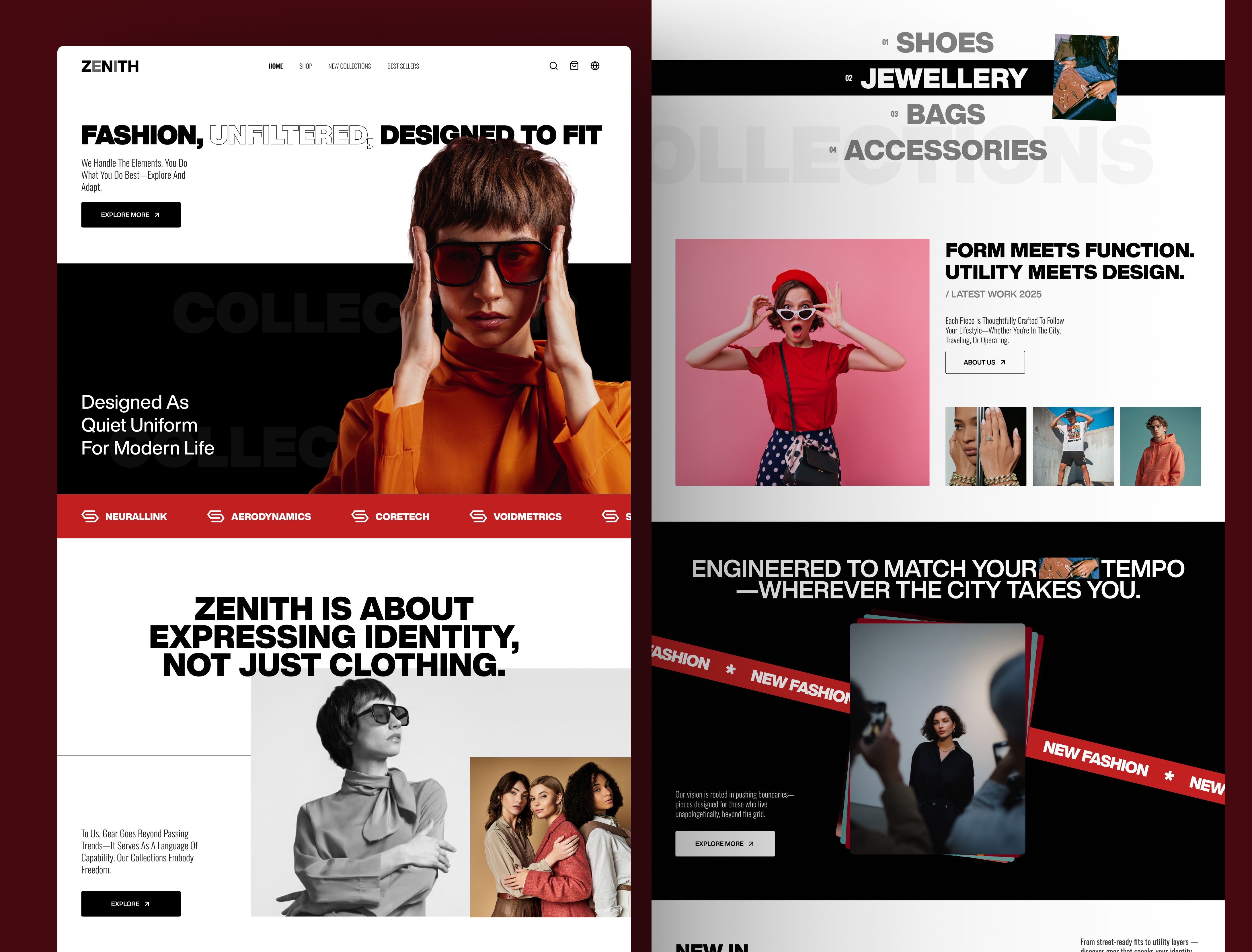 Brutalism Homepage Design black bold branding brutalism brutalist extra bold fashion freelance hero section homepage red ui ux web design website