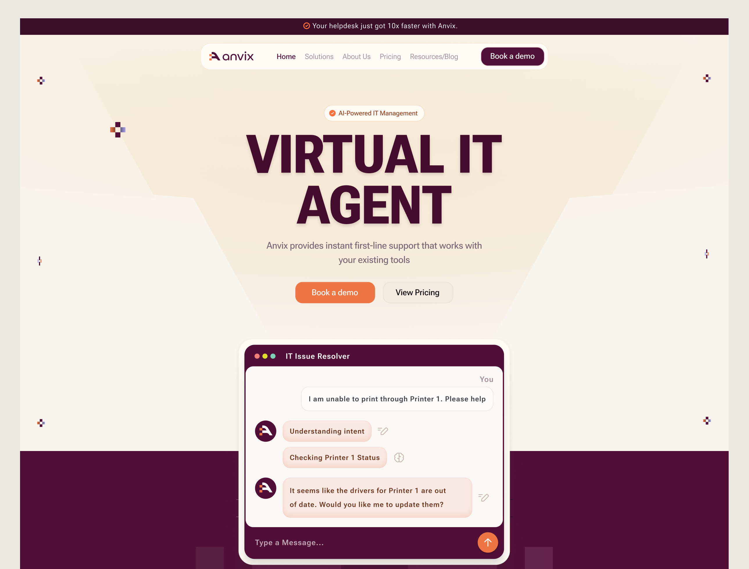 Example of Anvix - Landing Page