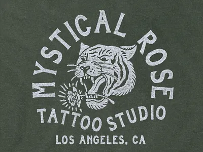 Logo for Mystical Rose tattoo artwork branding graphic design illustration old school design retro design tiger tattoo vintage vintage design