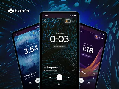Brain.FM mobile audio player for focus app design focus interface meditate mental mobile music nueral player relax science sleep tracks ui ux