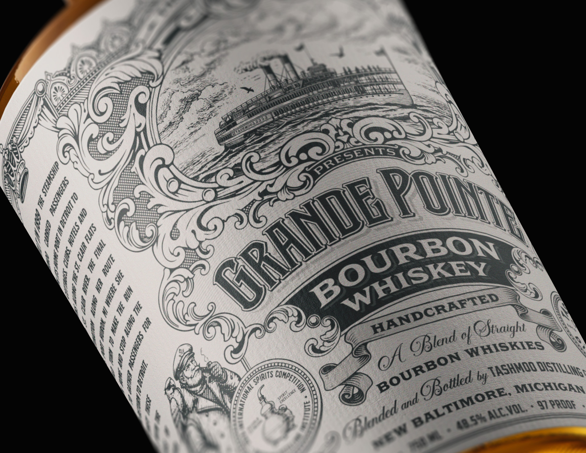 Grande Pointe Bourbon Whiskey alcohol label bottle label bourbon bourbon label brand identity branding distillery distillery label distillery logo gin illustration label design logo logo design rum spirits victorian vintage vodka whiskey label