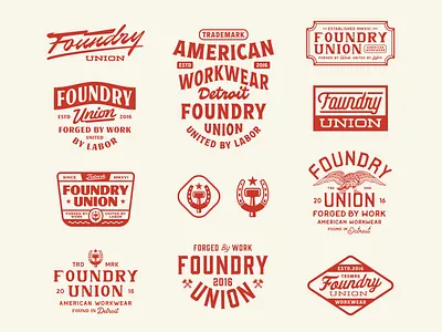 Foundry Union : Branding Exploration american vintage apparel branding badge design brand identity branding clothing brand dribbble emblem logo graphic design heritage brand industrial design lettering logo collection logo design logo mark retro design typography vintage logo vintage typography workwear