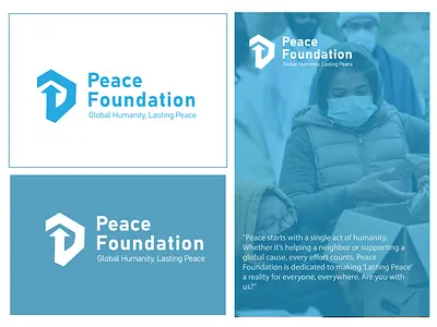 "Peace Foundation - Logo Design Identity" blue branding foundation geometric global graphicdesign hexagon humanity identity logo minimalism peace peacefoundation symbol vector