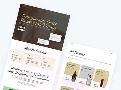 Shower Time – Elevated Self-Care eCommerce Experience branding ecommerce luxurybranding minimalism productpage skincare ui wellness