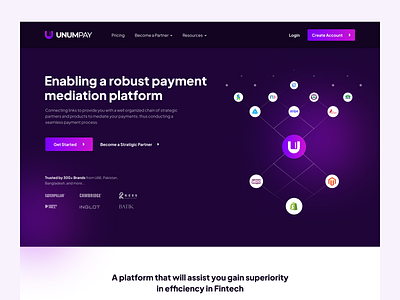UNUMPAY - A payment mediation platform fintech landing page modern website payemnt app payment web ui uiux web app web design website website design