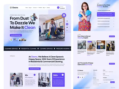 Cleaning Service Website Design branding cleaning agency cleaning company cleaning website cleaningbusiness design home cleaning homepage house cleaning illustration janitorialservices landing landing page office cleaning service website ui uiux web design website