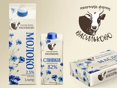 Васильково / Молоко, сливки, масло / Россия packaning design упаковка