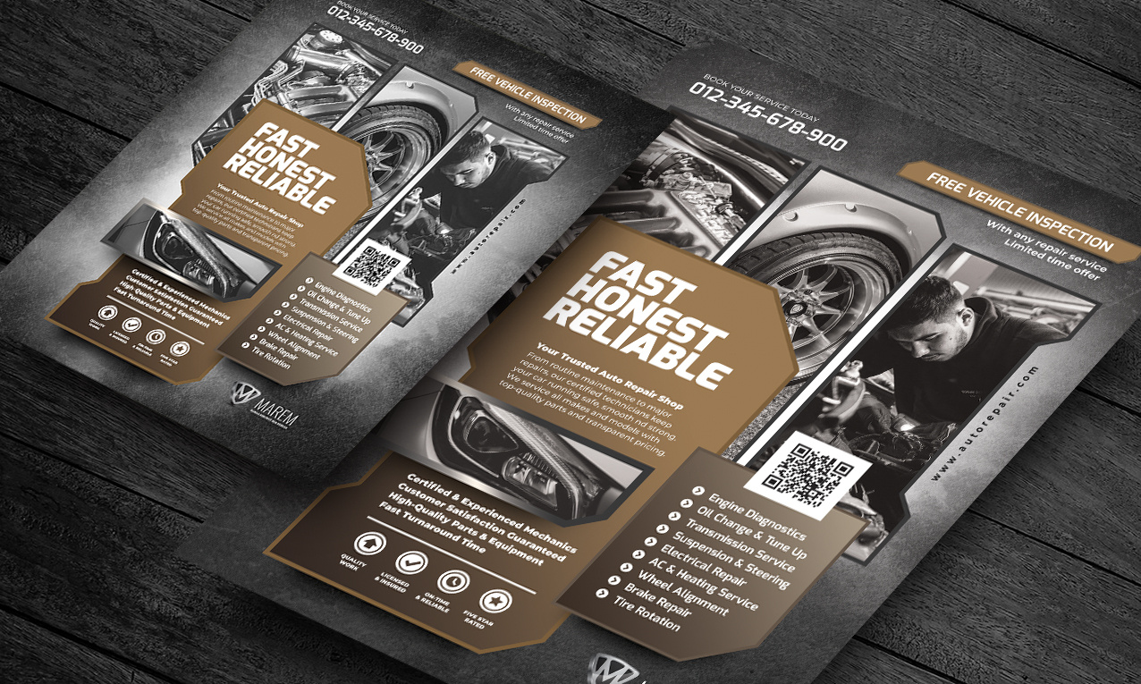 AUTO REPAIR FLYER auto automobile automotive business car commerce flyer graphic design mechanic media repair social station