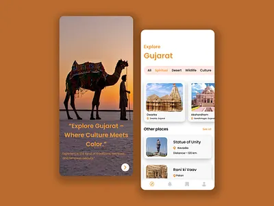 Explore Gujarat – Travel Mobile App UI appdesign dribble figma mobileapp mobileui productdesign tourism travelapp travelui uidesign uiux uxdesign