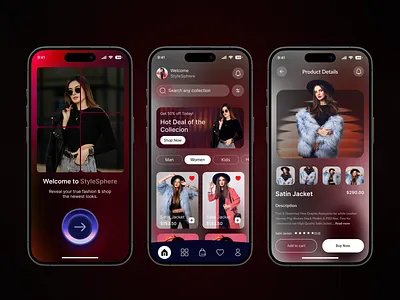 StyleSphere –Trendy Fashion Shopping App app interface app ui dribbble shot ecommerce ecommerce app fashion fashion app fashion store mobile app design mobile ui online shopping shopping app trendy design