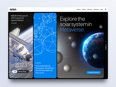 NASA website UI re-design concept blue design flat landing page metaverse nasa space ui website