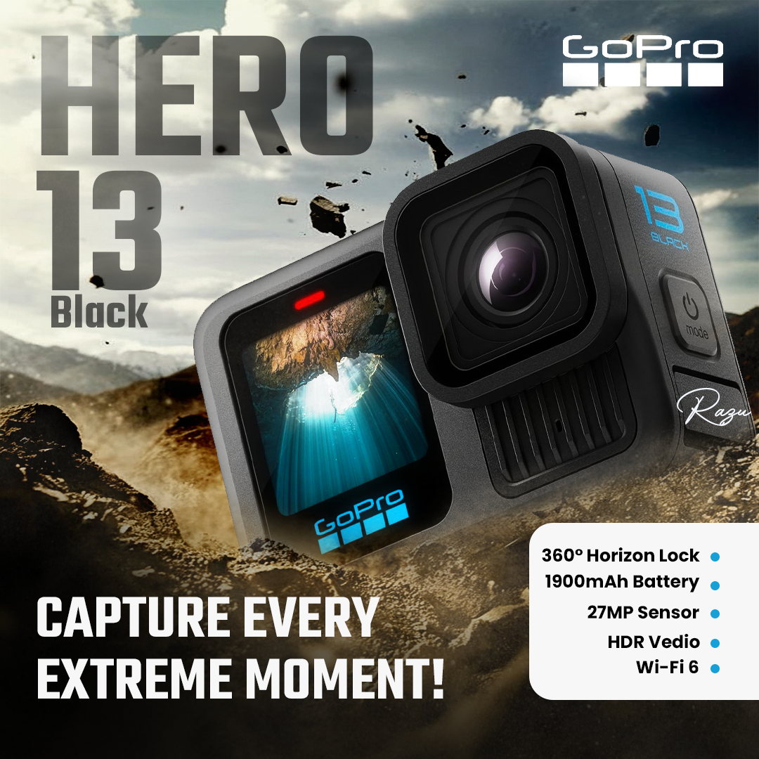 GoPro HERO 13 Black – Extreme Action Camera Poster Design adventuregear advertisingdesign brandcreative branding creativedesign design graphic design graphicdesigner productdesign socialmedia content socialmedia design visualstorytelling