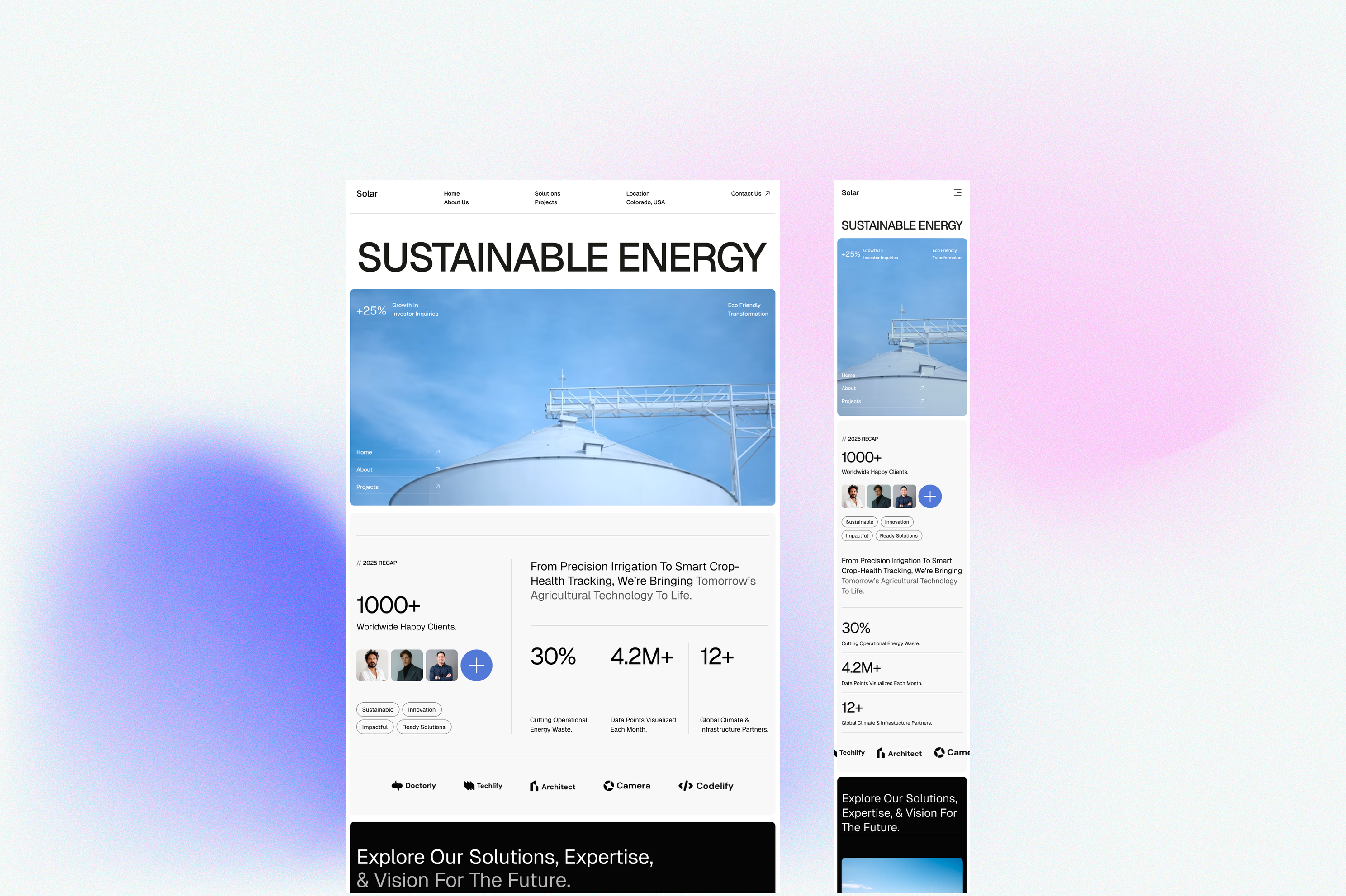 Example of Sustainable Energy Website UI Design | Clean Corporate Landing