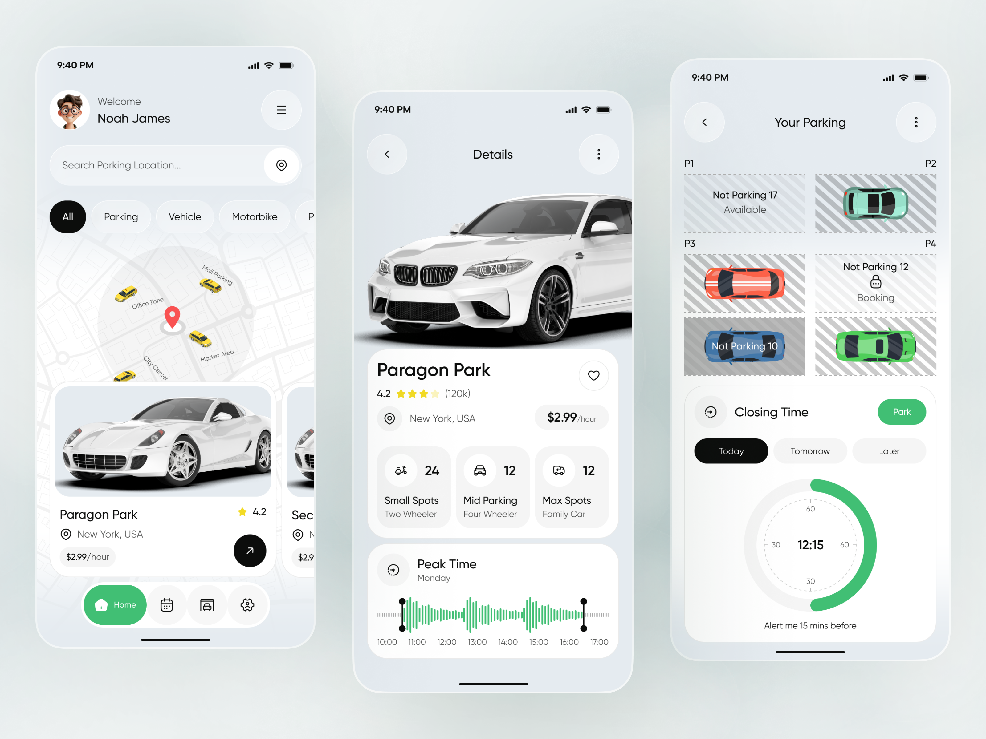 Smart Parking App — Car Parking Finder & Booking Mobile UI app automotive ui car car parking car parking finder car parking locator design map interface map ui mobility app navigation app parking app parking booking parking finder parking system smart parking startup transport app ui web