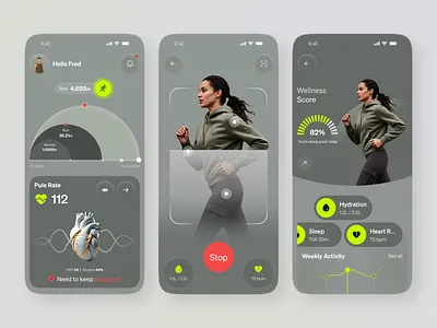 Fitness Tracker App – Health & Wellness Mobile UI activity tracker app interface app ui fitness app fitness dashboard fitness tracker health analytics health app health dashboard health ui hydration tracker mobile app design mobile ui modern ui running app sleep tracking ui ux design user experience wellness app workout app