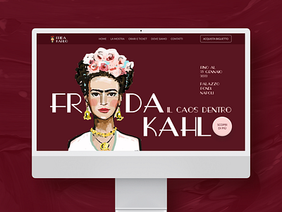 Website For Frida Kahlo Exhibition art branding consept dailyuichallenge designinspiration exhibition frida frida kahlo graphic design header landing site sito ui ui design userinterface web webdesign website website design