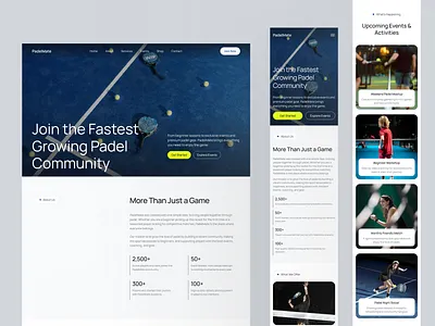 PadelMate — Responsive Mobile Landing Page branding clean design community community website design ios minimal mobile design mobile website padel responsive sport website sports ui uidesign uiux ux uxdesign web design website