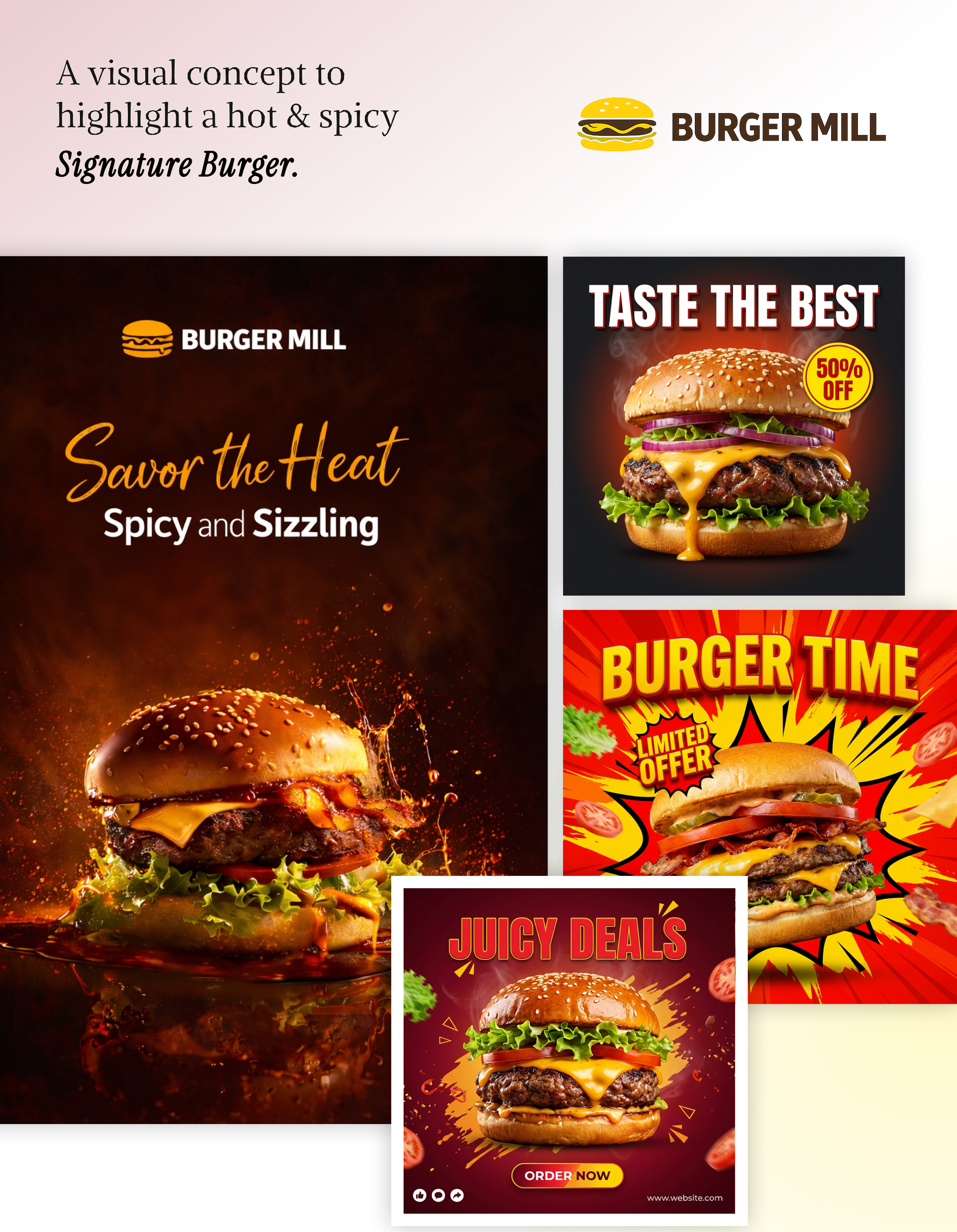 Social Media Design For Burger Mill branding graphic design logo ui