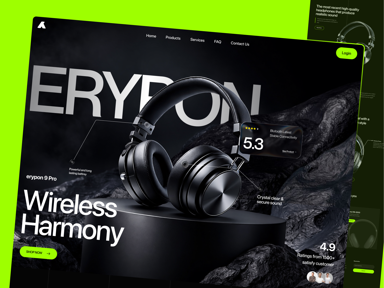 Headphone Webiste design 3d animation branding design figma graphic design illustration logo motion graphics typography ui ux vector