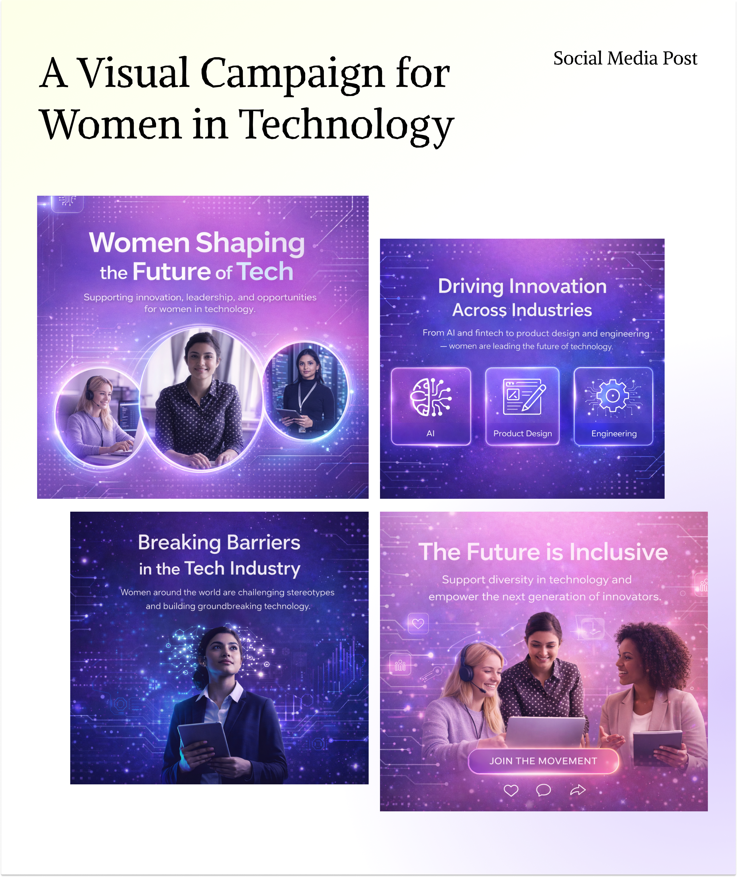 Women in Technology - Social Media Campaign Design. branding graphic design ui
