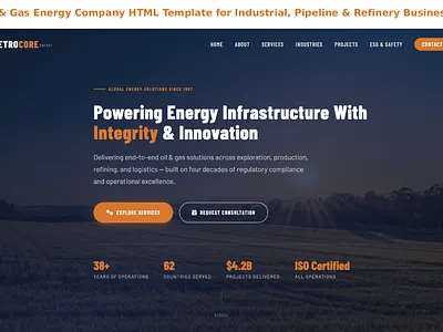 Oil & Gas Energy Company HTML Template for Industrial, Pipeline business services gas oil templates industrial templates