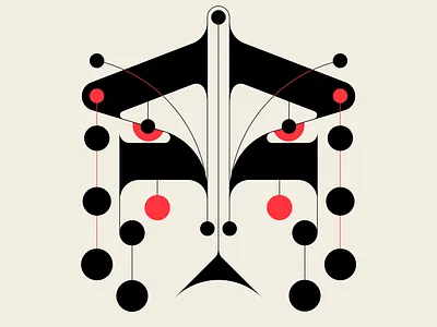 Madame B abstract black geometric illustration messymod minimalism red