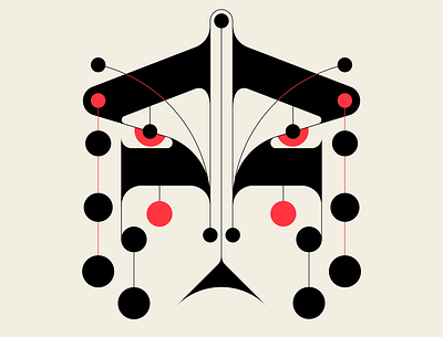 Madame B abstract black geometric illustration messymod minimalism red