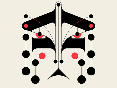 Madame B abstract black geometric illustration messymod minimalism red