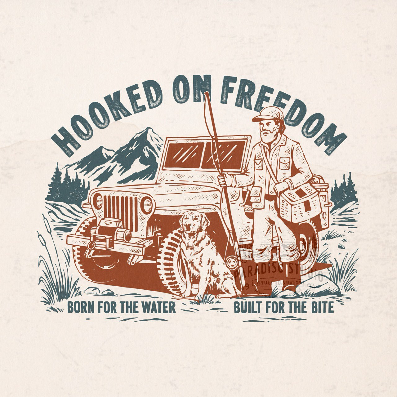 Hooked on freedom apparel branding clothing design hand drawn illustration merchandise retro retro design tees design vintage design