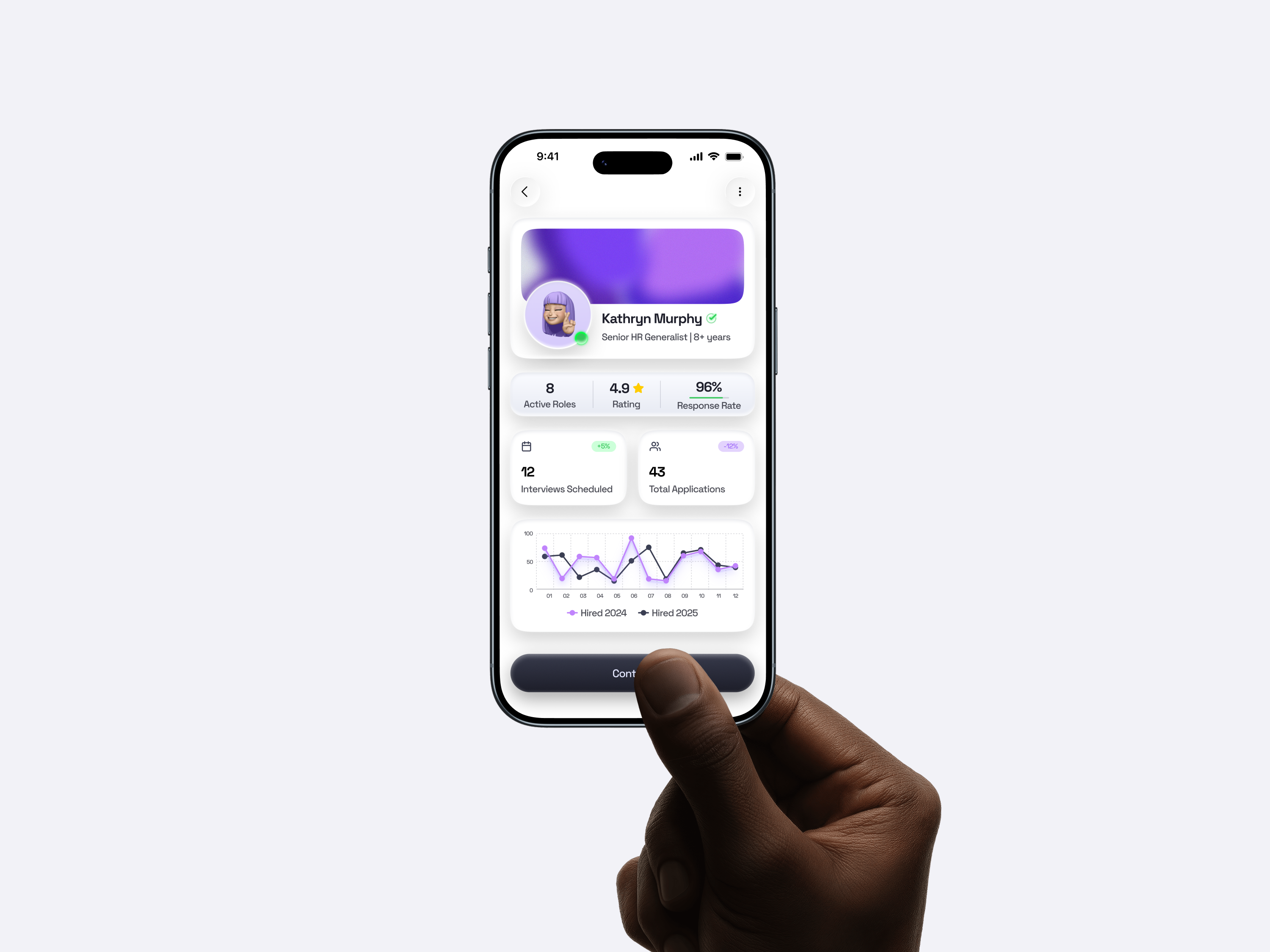 HR Dashboard Mobile UI – Recruitment Analytics App app design dashboard design data visualization design system figma design fintech ui glassmorphism interface design minimal ui mobile ui modern ui neumorphism product design saas design startup design ui components 🚀 ui design uiux ux design web app design