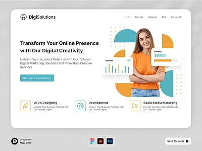 Digital Agency Landing Page Design branding motion graphics ui