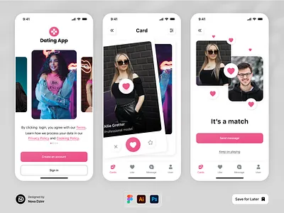 Dating App Design appui datingapp figmadesign mobileappdesign uidesign