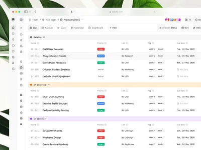Task List app app design board crm issues kanban linear list product design table task ui ui design ui ux ux
