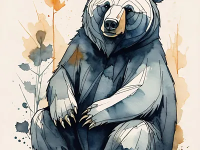 Thoughtful Bear animals bear forest illustration modern nature rustic watercolor wildlife woodland