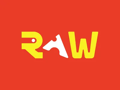 Logo for a Fast Food Brand called RAW branding eat fastfood graphic design letter r logo logo mark logo word mockup red restaurant yellow