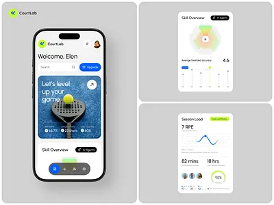 CourtLab - Player Analytics UI Elements Dashboard analytics athletes best coaches court courtlab dashboard design elegant elements game health minimalist modern player professional sport training ui ux