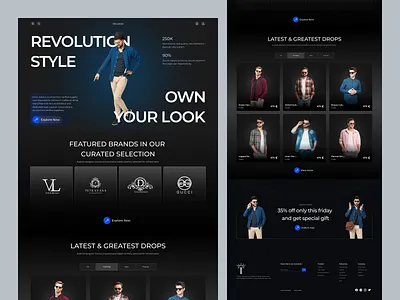 Modern Fashion E-commerce Website Landing Page UI branding clothing store dark ui ecommerce ui ecommerce website fashion ui fashion website figma design landing page design modern website ui ui design ux design web design website concept