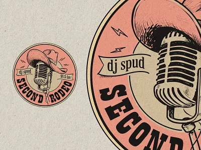 Second Rodeo Vintage Badge Logo badge design badge logo brand identity cowboy logo hand drawn illustration hand drawn logo logo design microphone logo radio logo retro badge retro branding retro illustration retro logo small business branding vintage badge vintage branding vintage illustration vintage logo western branding western logo