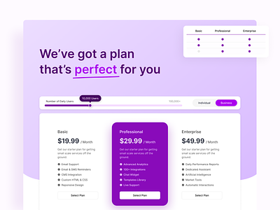 Pricing Page UI for Businesses business customers design features moderndesign pricingpage simplicity subscription plans ui userexperience userinterface ux