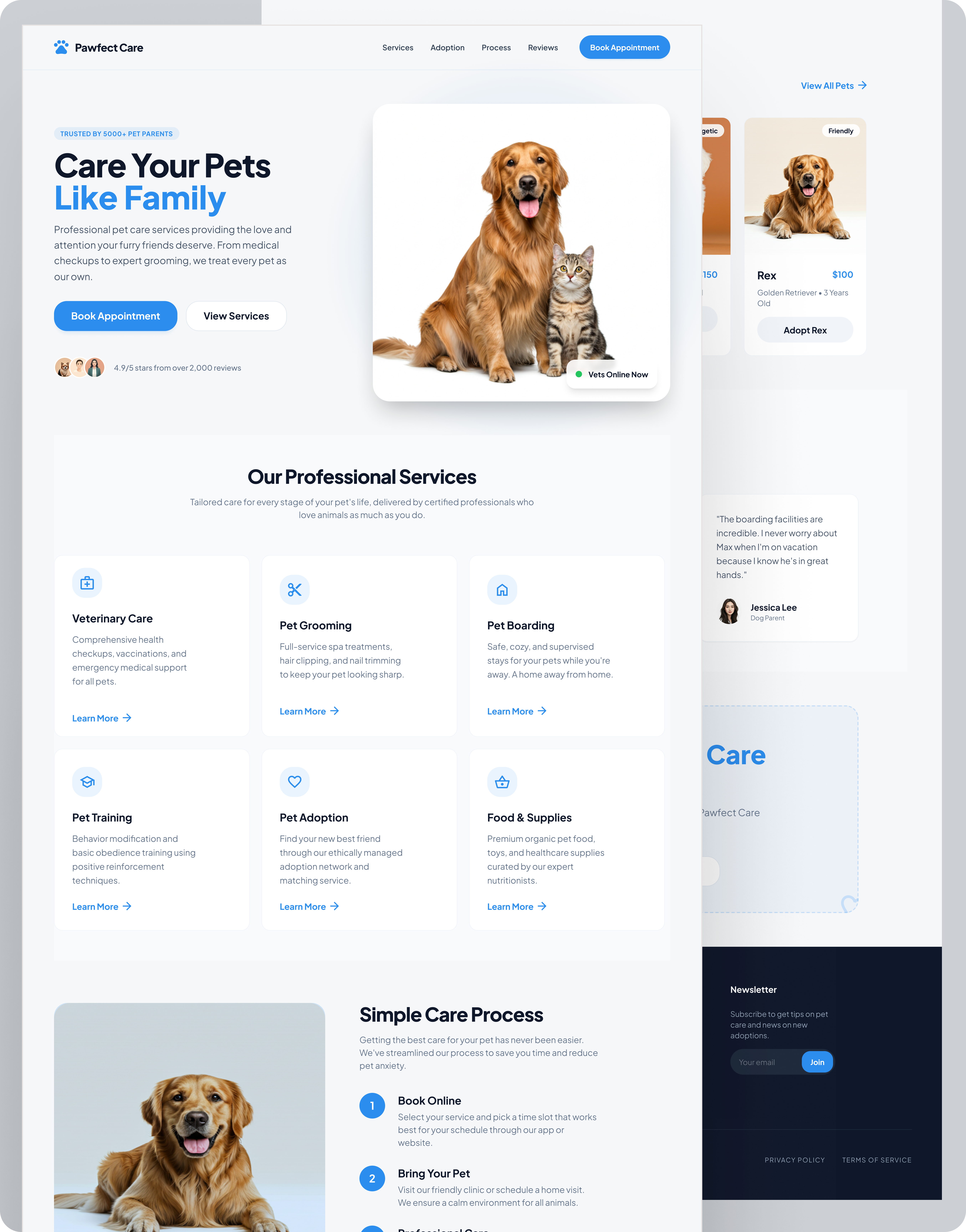 Pet Care Landing Page UI Design! figma figmadesign landingpage landingpageui petwebsite productdesigner uiux uiuxdesign uxinspiration webdesign webdesigner websitedesign