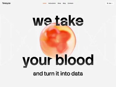 TeraLyze — blood tests e-commerce hero section 3d animation blood test branding data motion graphics