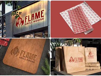 Flame Grill House – Brand Identity Design 🔥 branding food logo graphic design logo design restaurant logo
