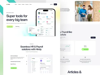 Hirely - SaaS Website bento card bento card design hirely website hr management hr management website landing page landing page design project management saas saas design saas website task management website ui ux web web design website website design