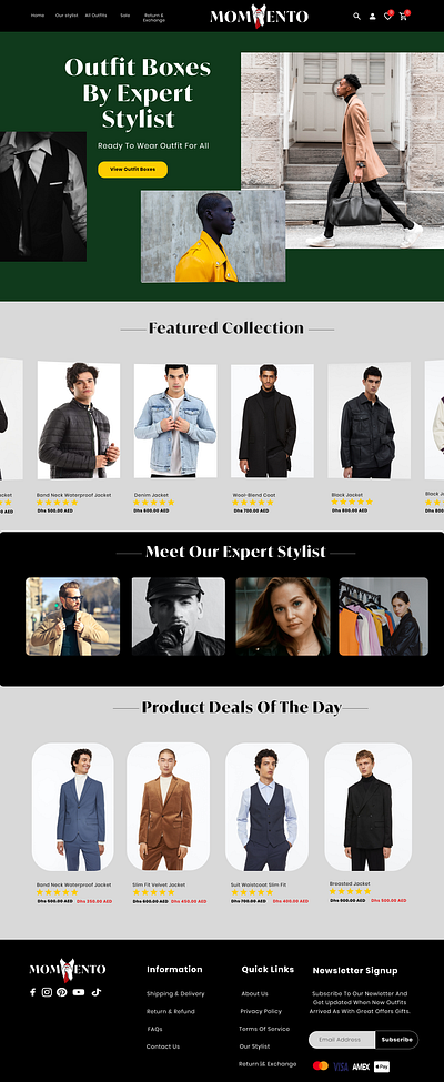 MOMENTO landpage design fashion typography ui ux